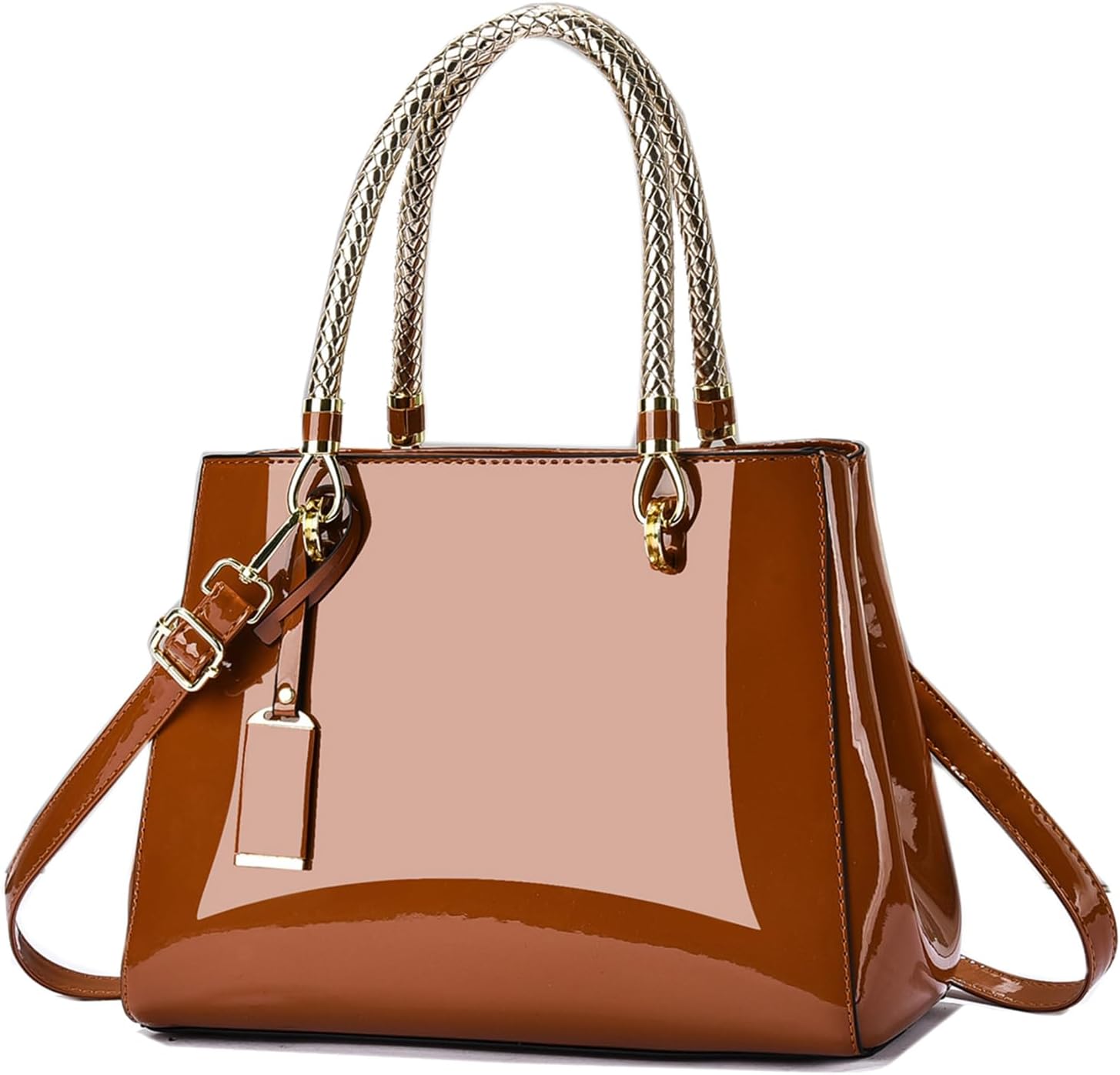 Patent Leather Handbag Shiny Shoulder Bag Large Top-Handle Satchel Purse for Women