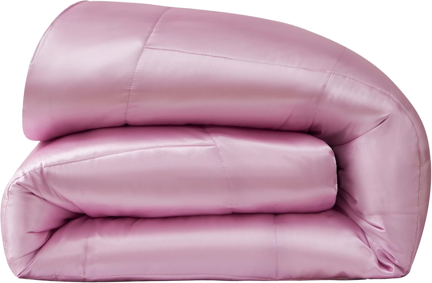 Juicy Couture Solid Satin Down Alternative Comforter, Luxury Satin Bedding with Hypoallergenic Polyester Fill, Pink, Full/Queen