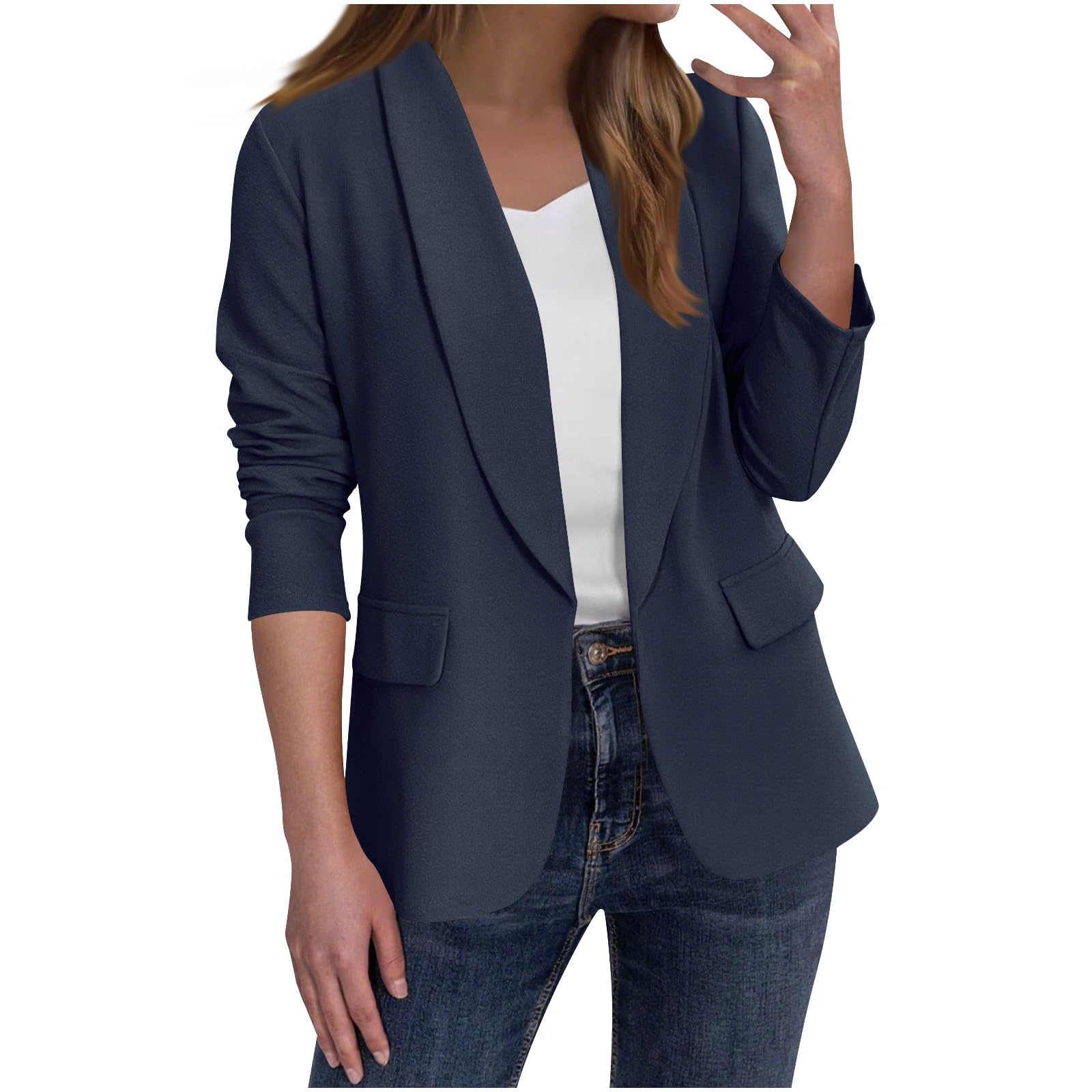 Blazers for Women Trendy Open Front Lapel Long Sleeve Work Office Suit Jackets Business Casual Blazer with Pockets