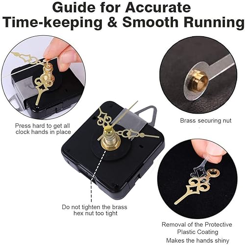 Miniatura 8 de EMOON Kit de repuesto de mecanismo de reloj silencioso de 3 piezas, piezas de movimiento de reloj a pilas con 7 manecillas de reloj (longitud total