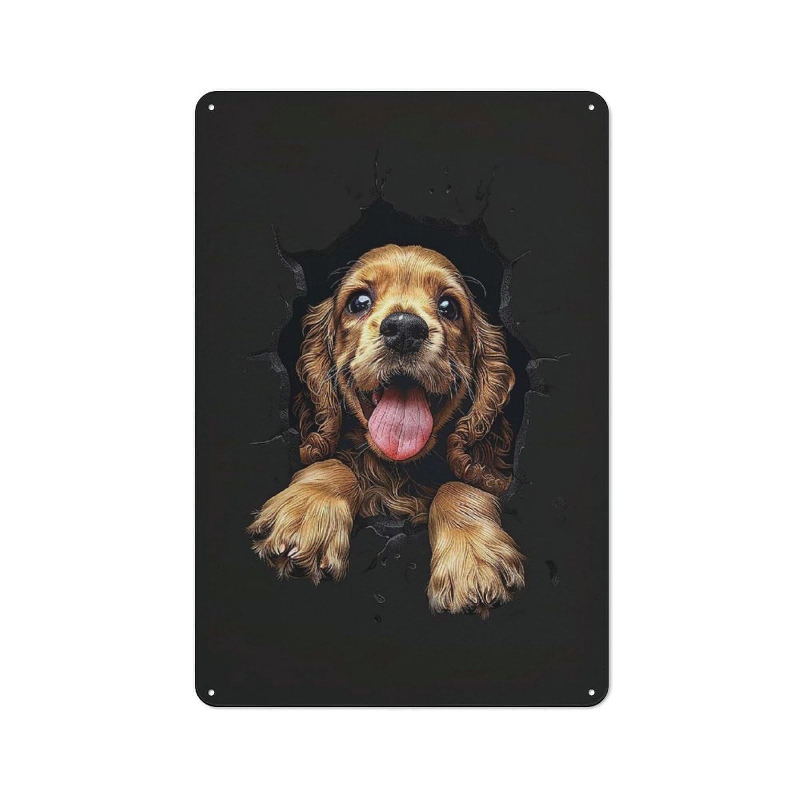 Junmoney Style-14 Metal Plaque 30X20cm With Cocker Spaniel For Pub Or Café, Vintage Decor, For Metal Sign Collectors, For Vintage Wall Decor Fans