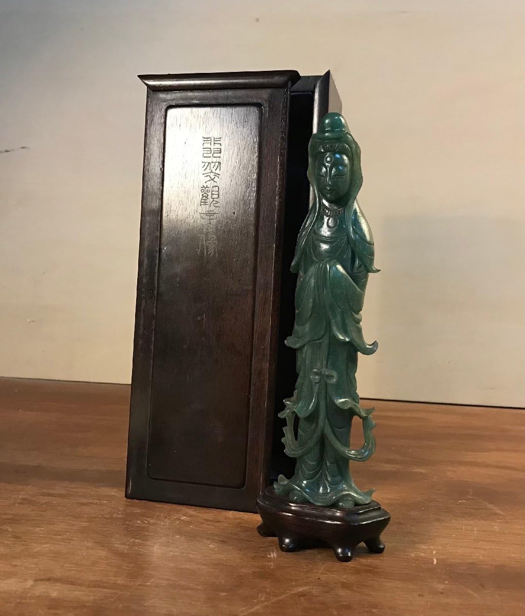 Amazon｜HH-5079 □□ 翡翠観音像 仏像 観音立像 彫刻 仏具 仏教 置物