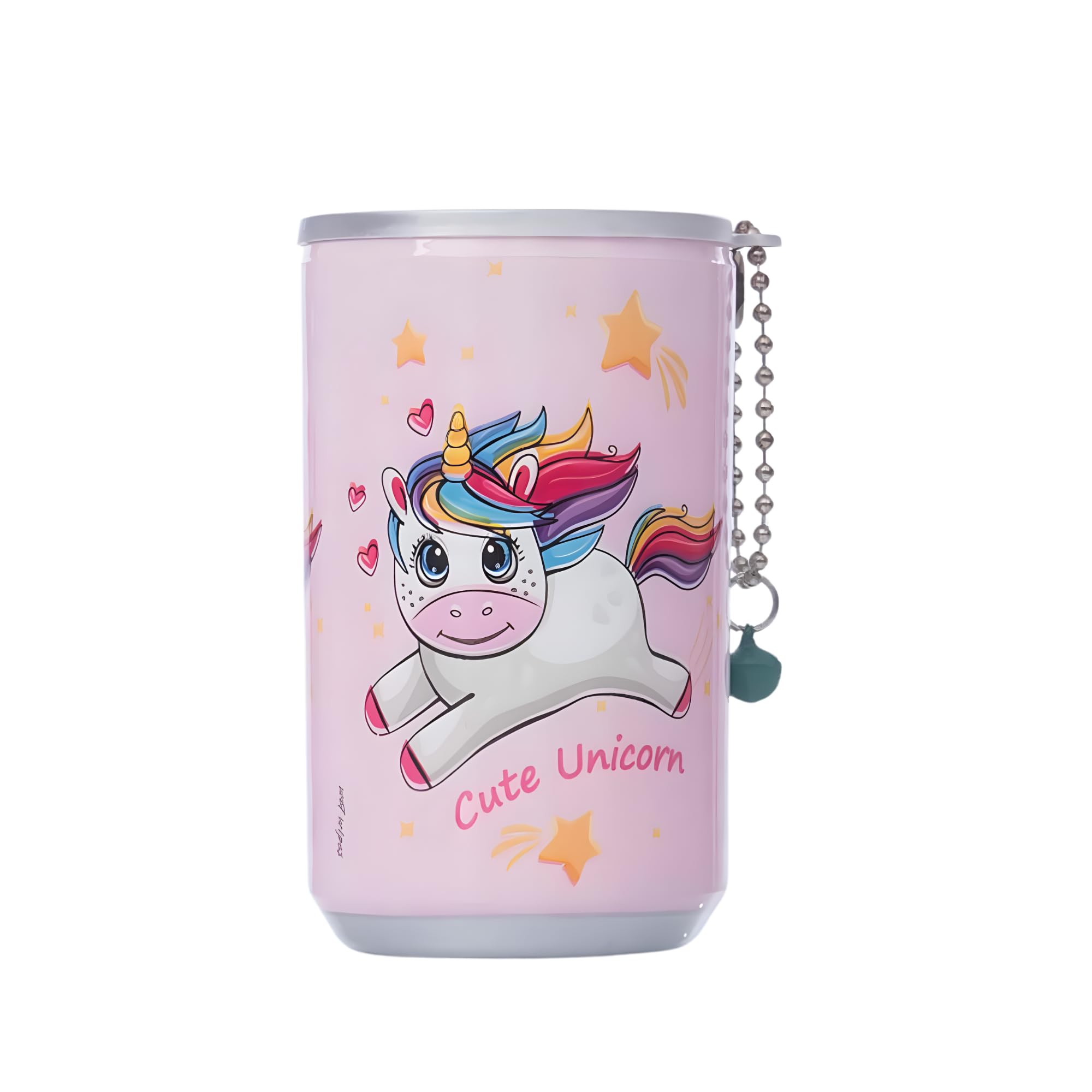 JOUET Portable Unicorn Wet Wipes for Travel & Kids, 98% Pure Water, Alcohol-Free & Gentle on Sensitive Skin, Mini Can with Keychain, 70×140 mm - Pink