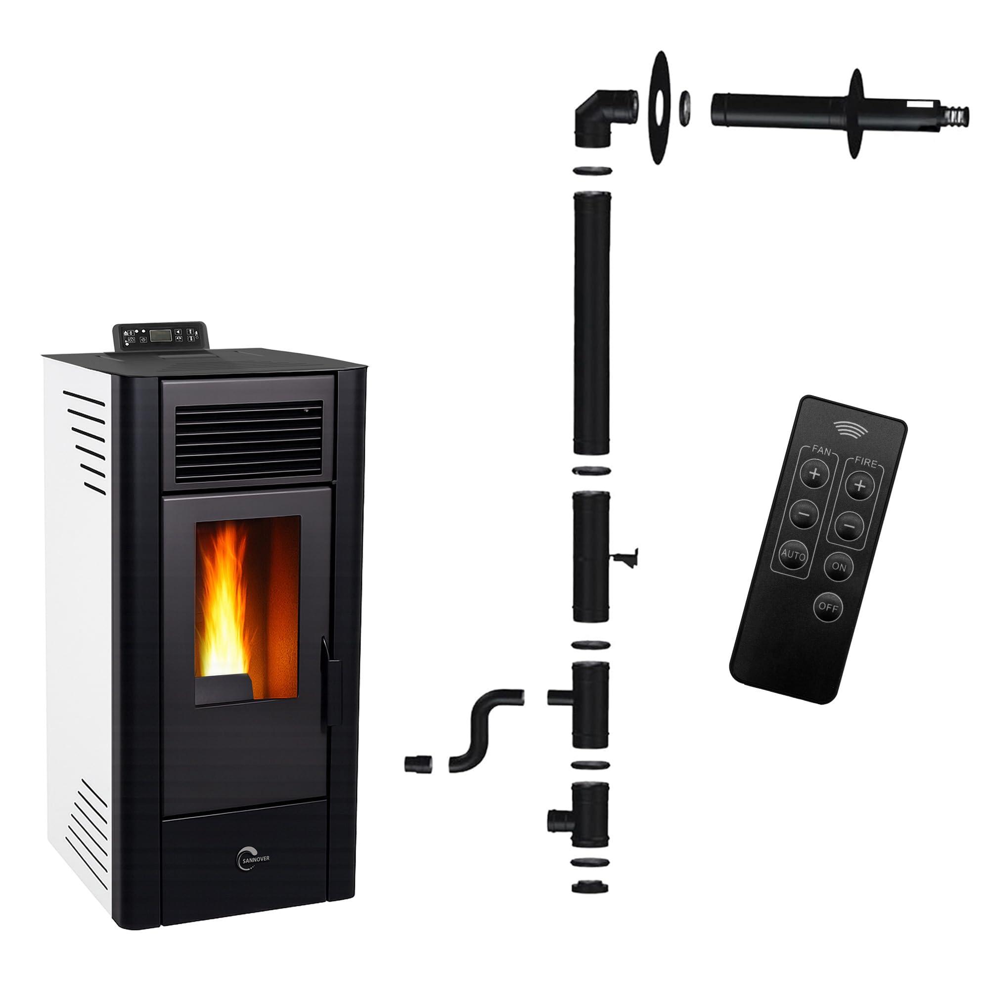 Stufa a pellet Anita 10 kW bianco Sannover + kit di installazione