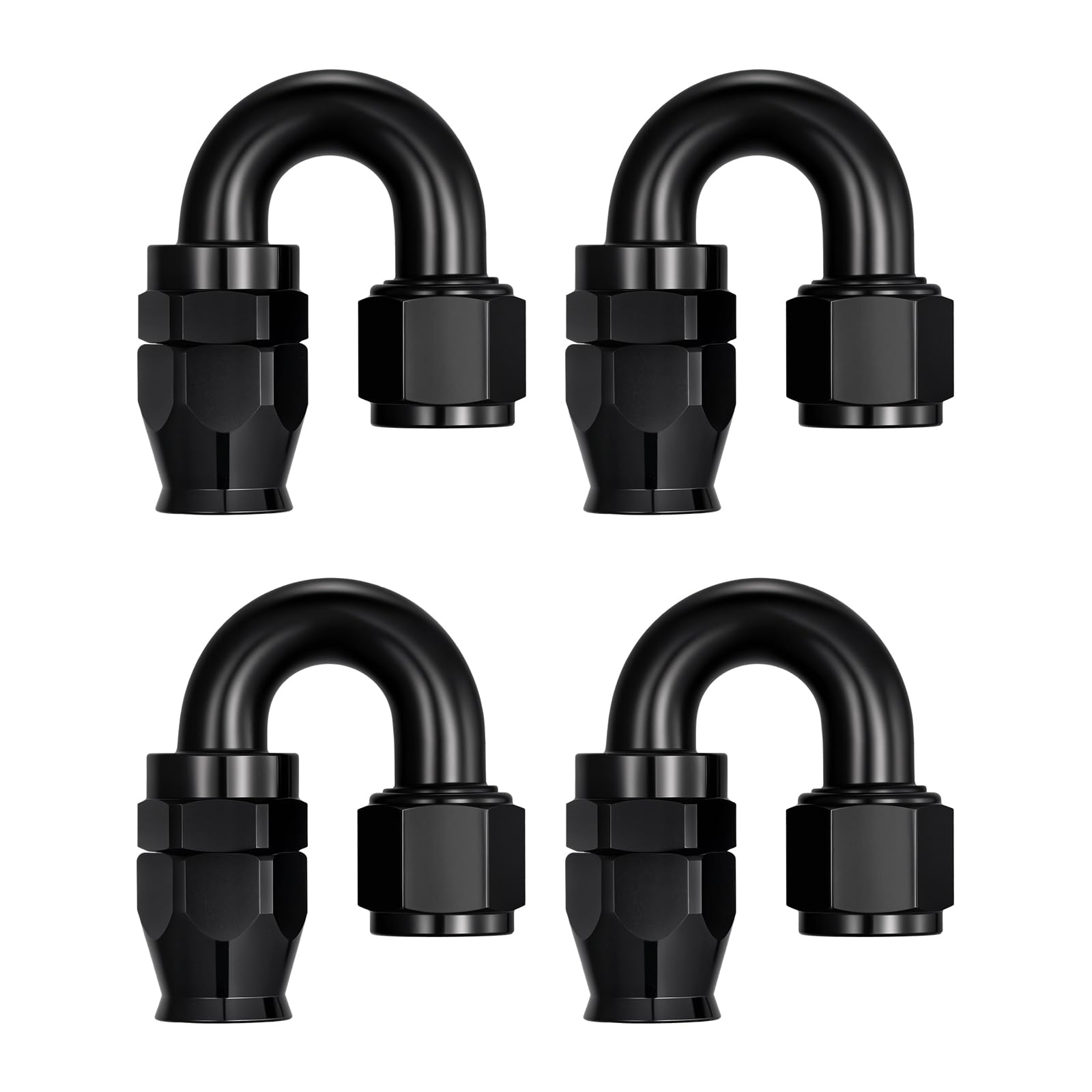 EVIL ENERGY 10AN PTFE Hose End Fitting 180 Degree Black for PTFE Hose Only 4PCS