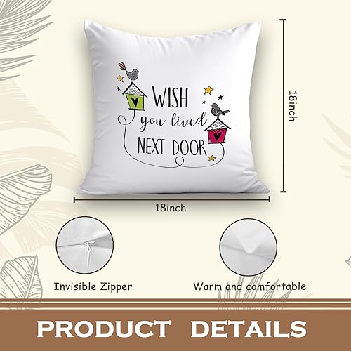 Miniatura 6 de Wish You Lived Next Door - Fundas de almohada de 18 x 18 pulgadas, adorno con texto en inglés "I Wish You Lived Next Door", regalos de la puerta de