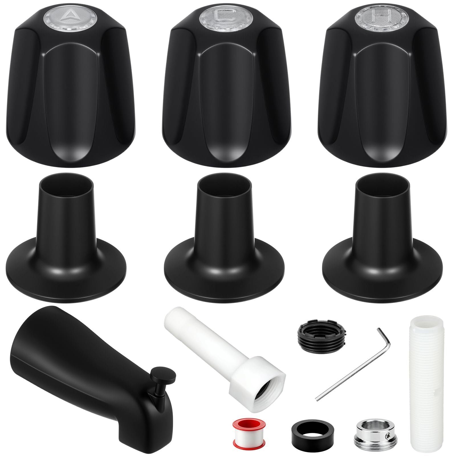 Robinet de baignoire 3 poignées noir mat : réparez les fuites sur tuyau cuivre 1/2 IPS