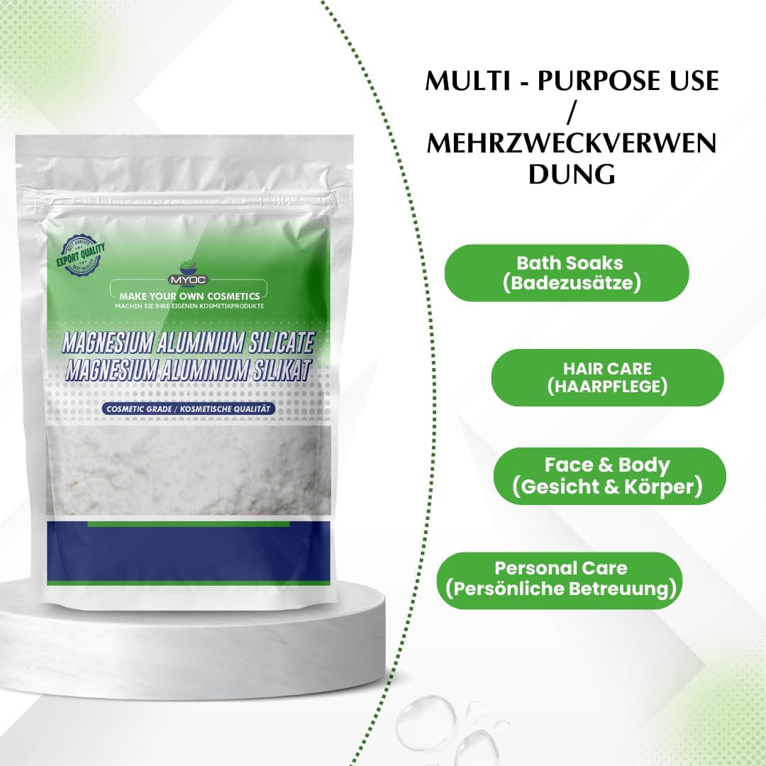 Magnesium Aluminium Silicate Powder 120 g / 4.3 oz - Cosmetic Grade Thickening Stabilizing & Suspension Agent for Skincare Haircare & DIY Formulations