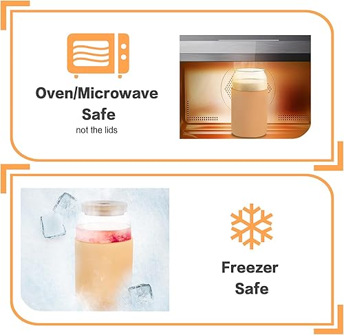 Miniatura 4 de Vasos de vidrio con tapas y pajitas de bambú, juego de 8 piezas, vaso con forma de lata de 20 onzas con cepillos de limpieza, vasos de cerveza,