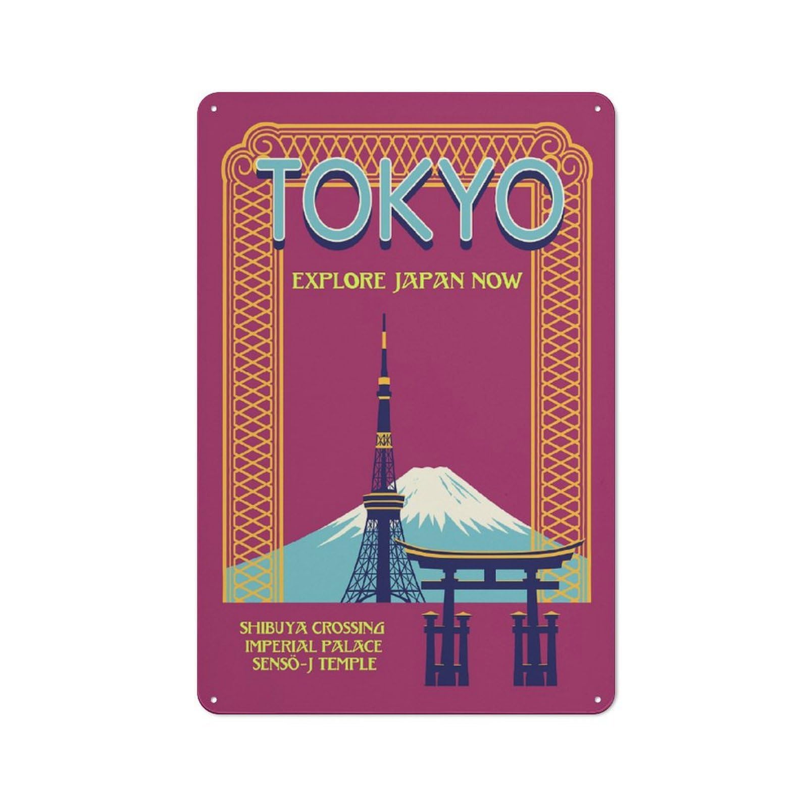 Junmoney Style-21 Tokyo Retro Metal Wall Decor 30X20cm, Vintage Tin Sign For Coffee Bar, Kitchen, Bistro Or Tea Corner