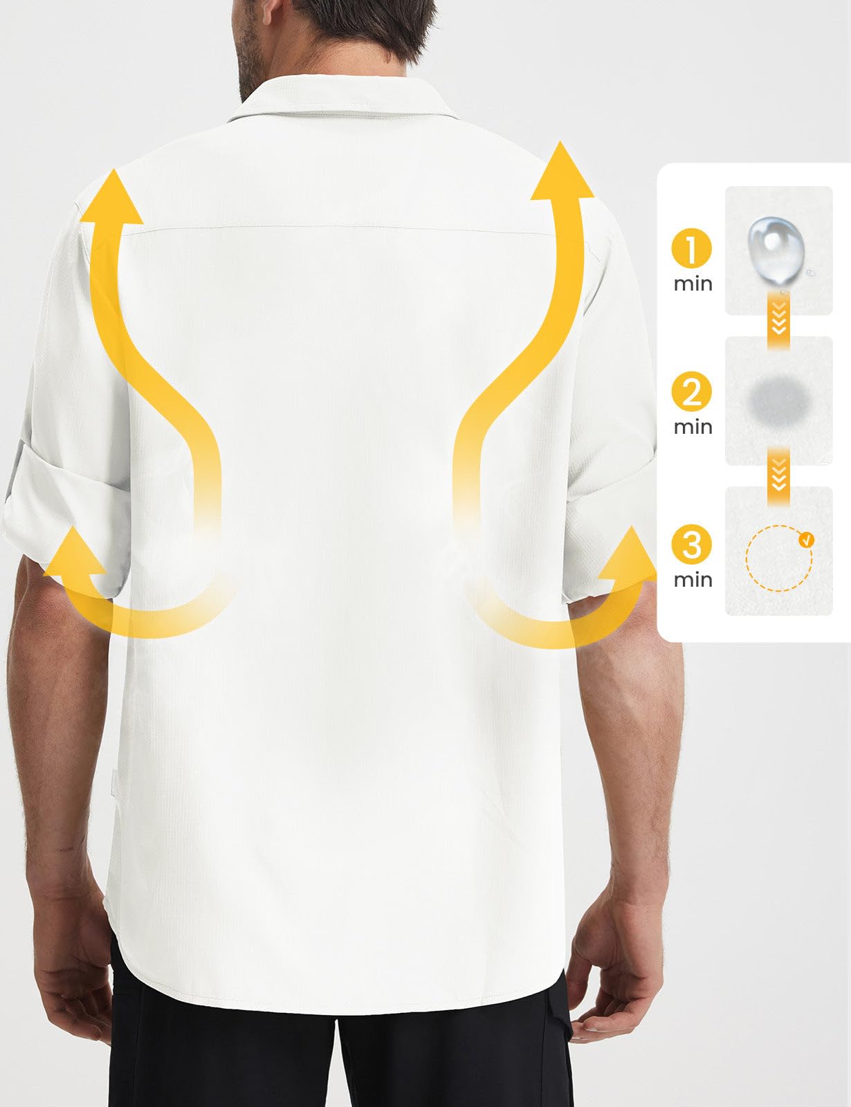 baleaf Camisas de safari de manga larga para hombre, protección solar UPF 50+, ligera, de secado rápido, con bolsillos, para senderismo, caminar, golf y uso casual