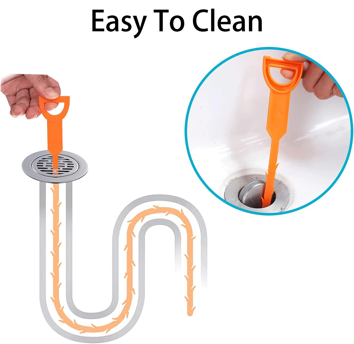 6 Pack Drain Snake, Sink Unblocker, Drain Snake Unblocker, Drain Unblocker, Sink Unblocker Tool, Reusable Shower Drain Unblocker Tool, 25 Inch Drain Snake Tool for Shower Kitchen Sink Bathroom - Image 3