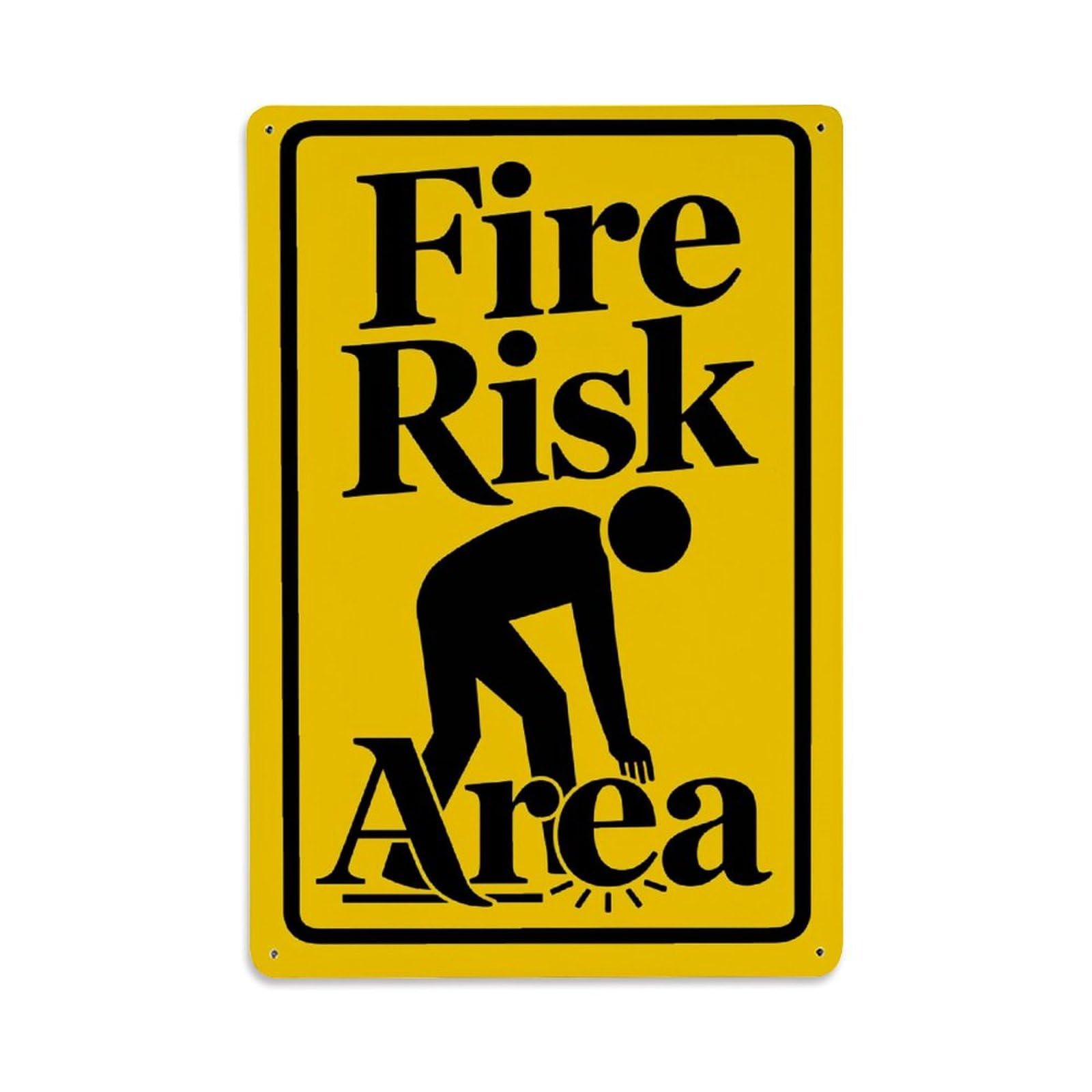 Enderetf Vintage Fire Risk Area Sign Warning Tin Sign Metal Poster, Home Bar Garage Man Cave Cafe Indoor & Outdoor Wall Decoration 8X12inches