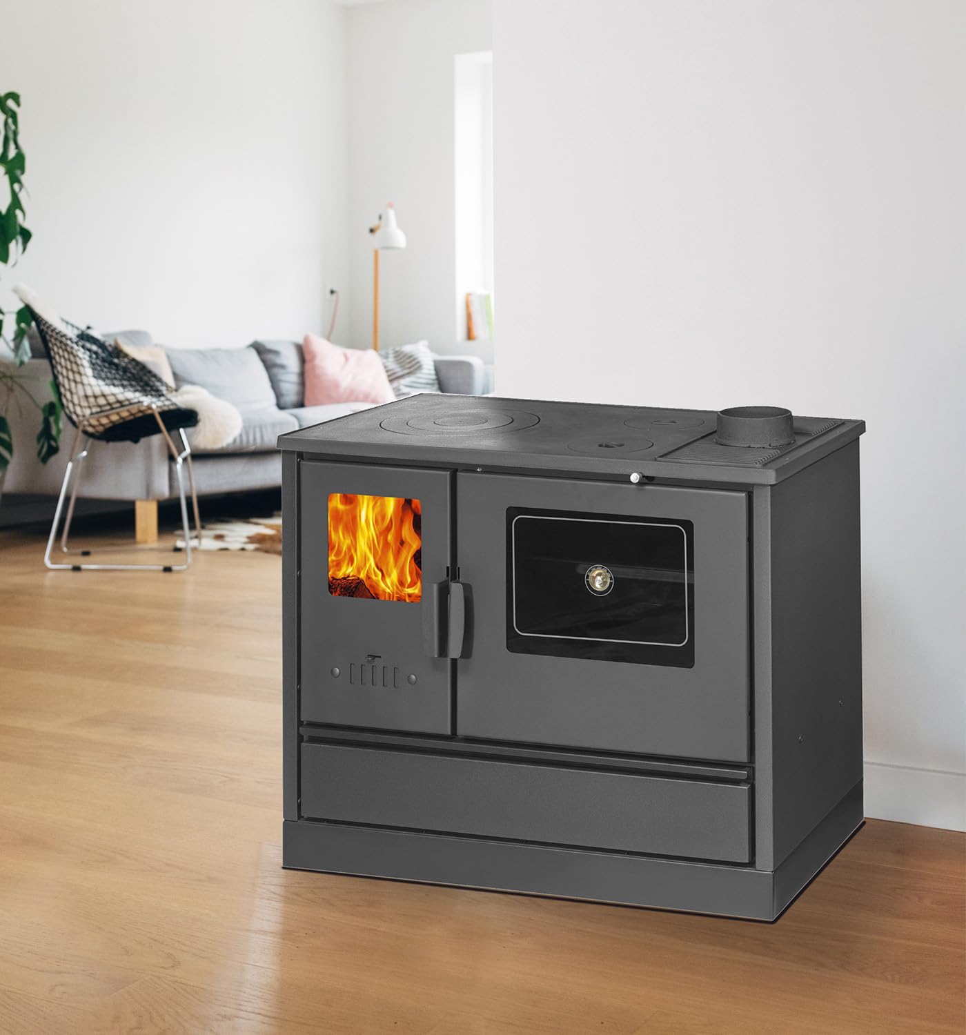 Cucina a legna con forno in ghisa "Model Stove", 7,7 kW (Nero)