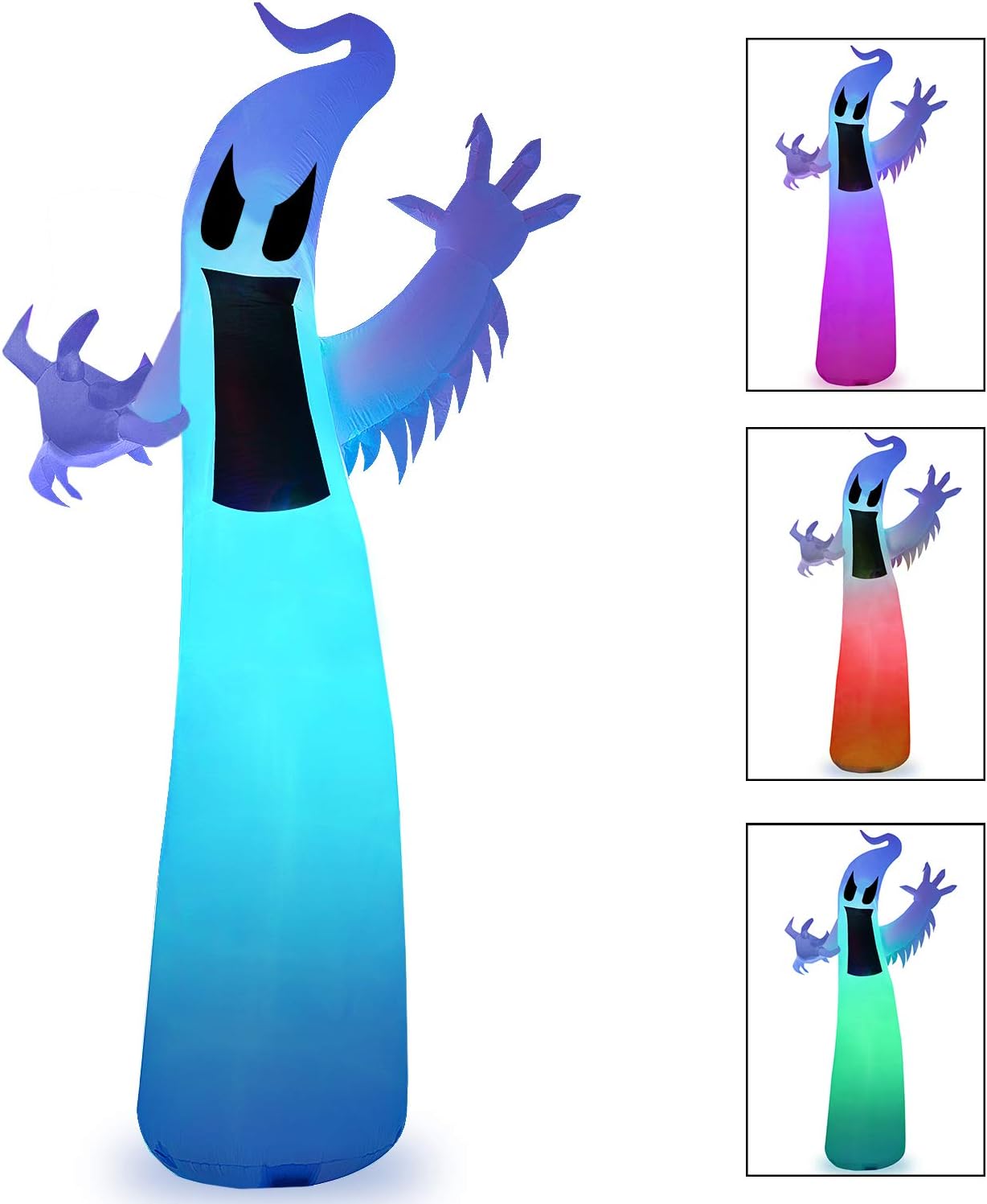 12 Ft Halloween Inflatable Ghost with Color Changing LEDs for Indoor Outdoor Yard Lawn Party Decoration