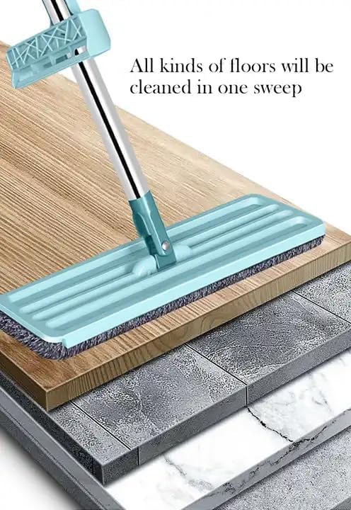 Image of Veloxi Flat Microfiber Magic Mop for Floor Cleaning | Hands-Free Self Squeeze Mop with Stainless-Steel Handle & Washable Microfiber Refill (B Mop)