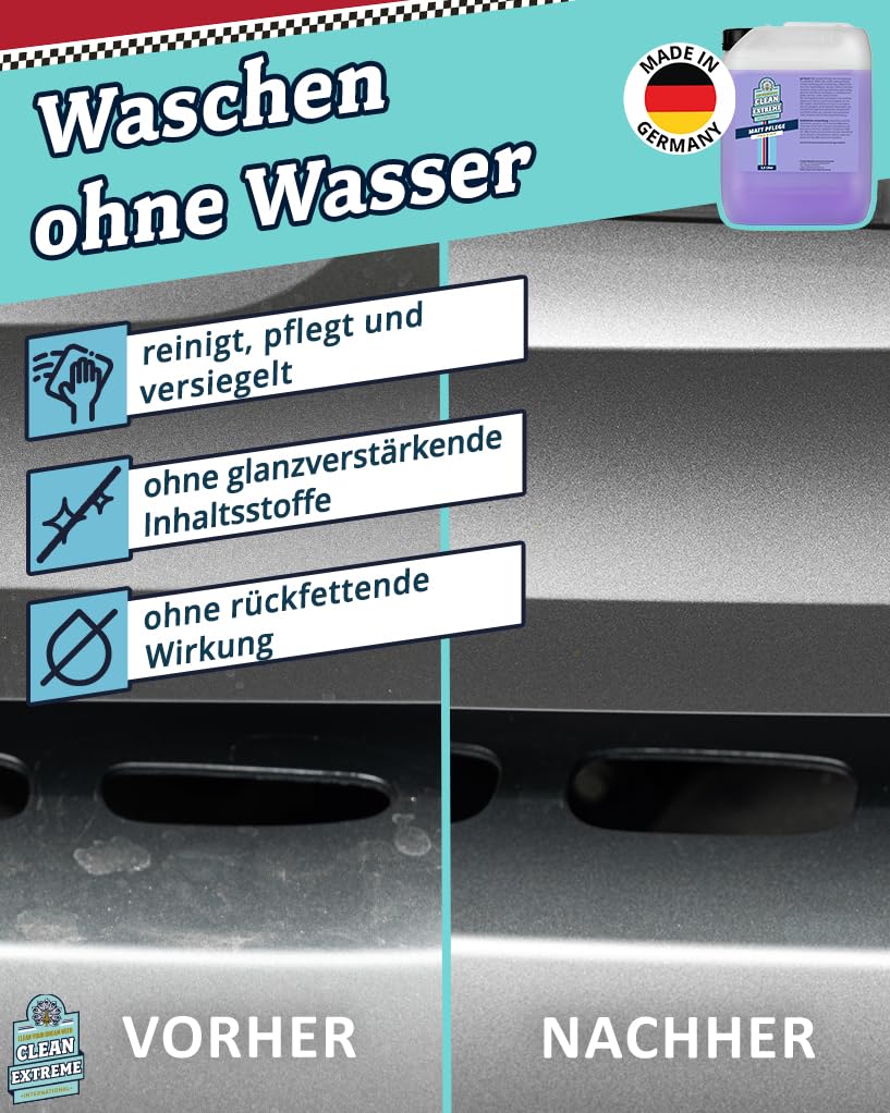 Auto Mattlack Pflege mit Versiegelung 2,3 Liter | Zum Pflegen von Autolack Matt, Matt-Folie, Autosprühfolie. Entfernt Schmutz, Staub, Fingerabdrücke - Waschen ohne Wasser