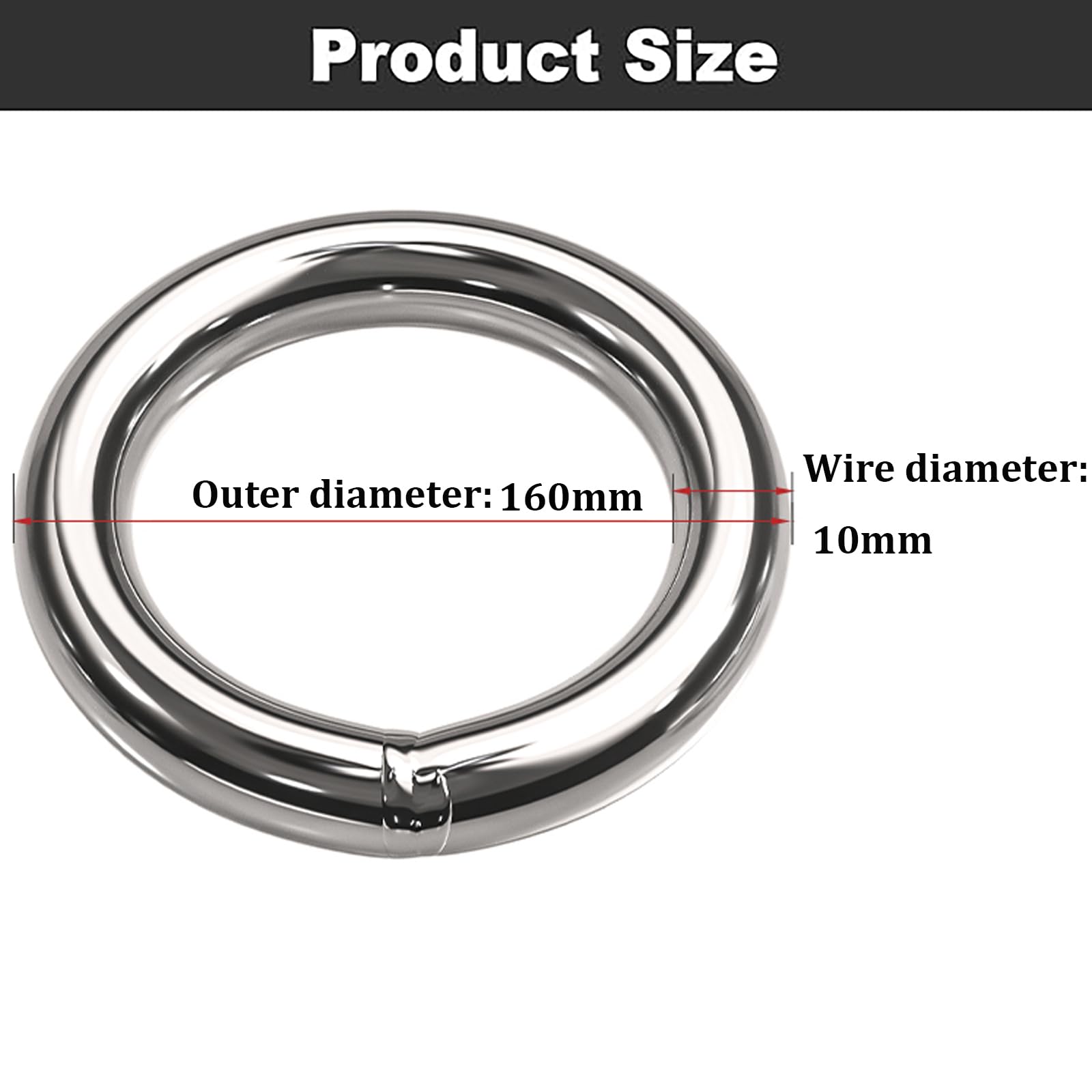 Metalowy pierścień typu O-ring, Pierścień uszczelniający typu O ze stali nierdzewnej, spawany, srebrny, 110-200 mm, 5 szt.