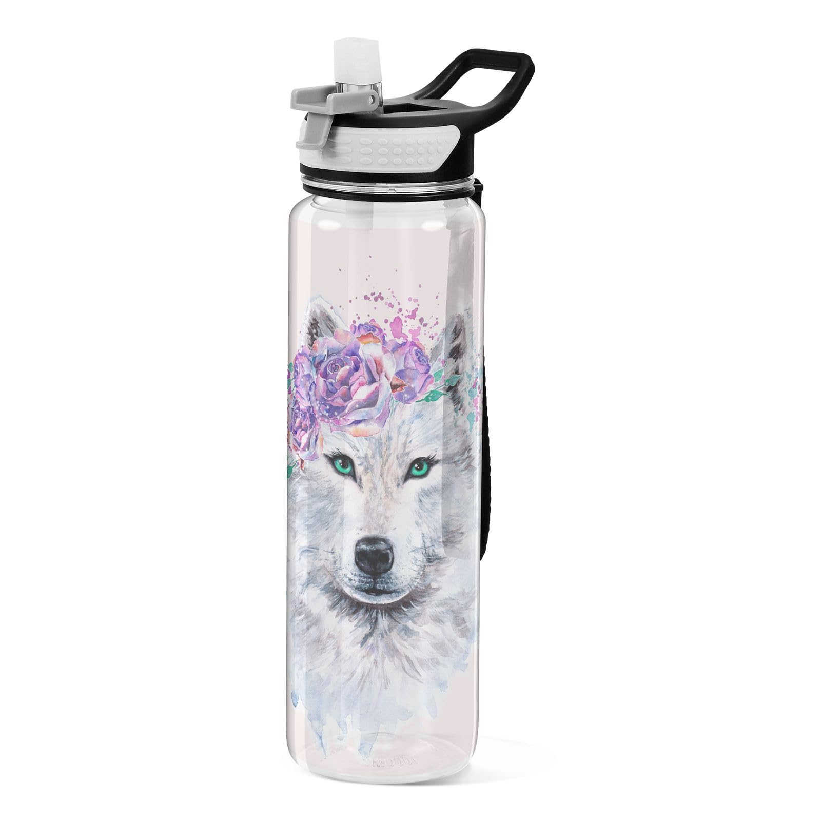 Bouteille d'eau de 1 l avec paille Tritan étanche sans BPA Mnsruu pour adulte et enfant