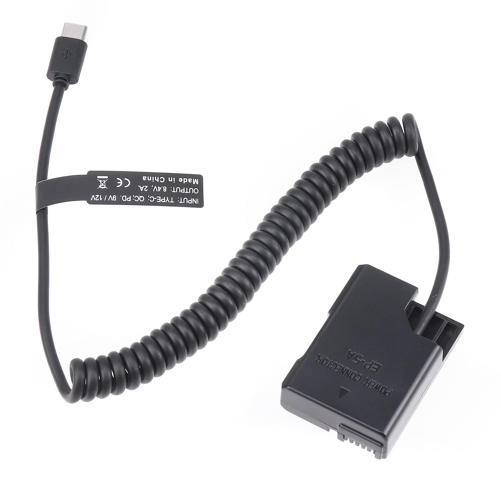 FOTGA USB-C Type-C a pieno decodificato EN-EL14 fittizio batteria adattatore a molla cavo per Nikon D3100 D3200 D3300 D3400 D3500 D5100 D5200 D5300 D5500 D5600 DF P7100 P7700 D78000 Fotocamera