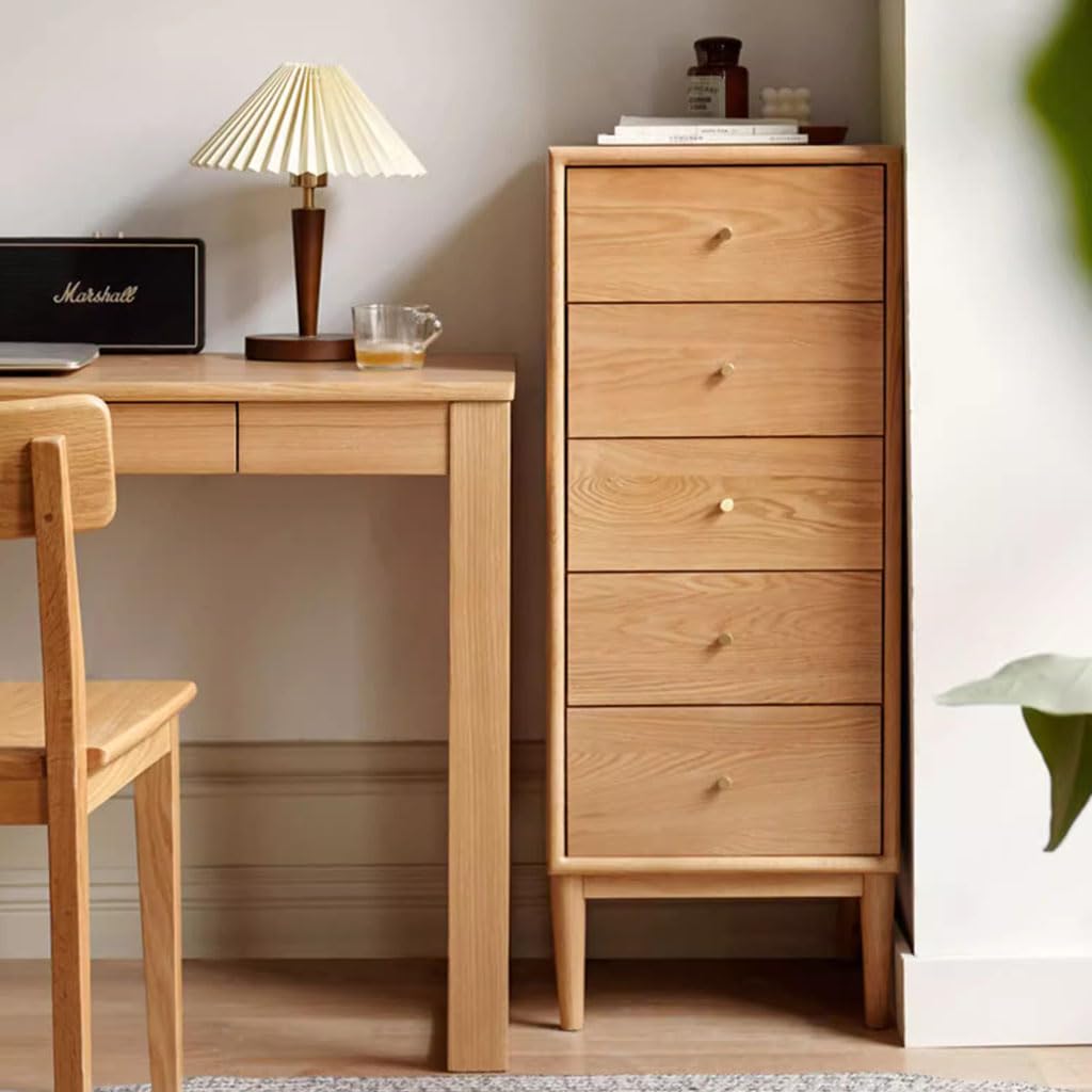 Amazon｜収納キャビネット オーク材の背の高い引き出しチェスト