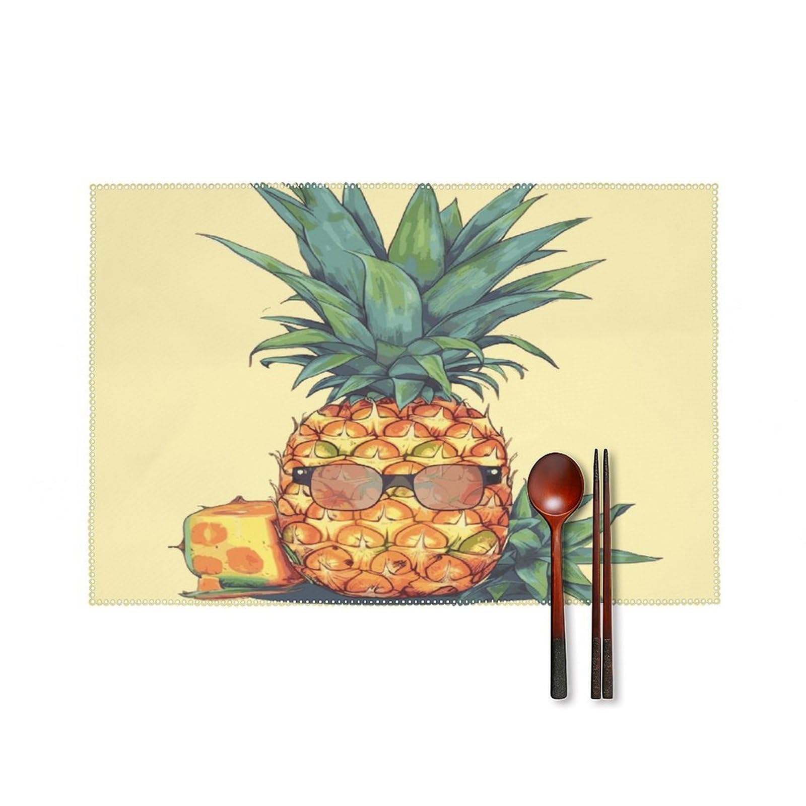 Fekiloot Style Funny Pineapple Placemats Set Of 6,Table Mat