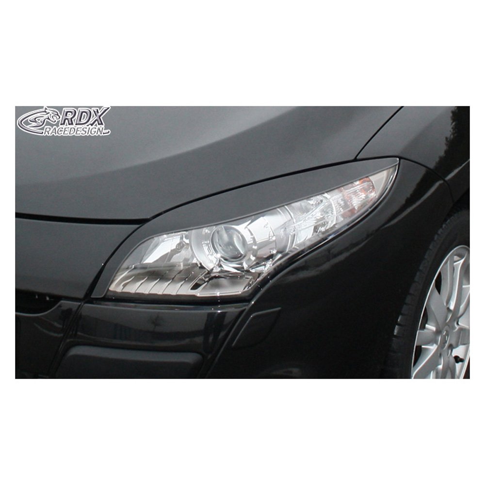 RDX Racedesign Spoilers de phares compatible avec Renault Megane III 2008-2015 (ABS), Non laqué.