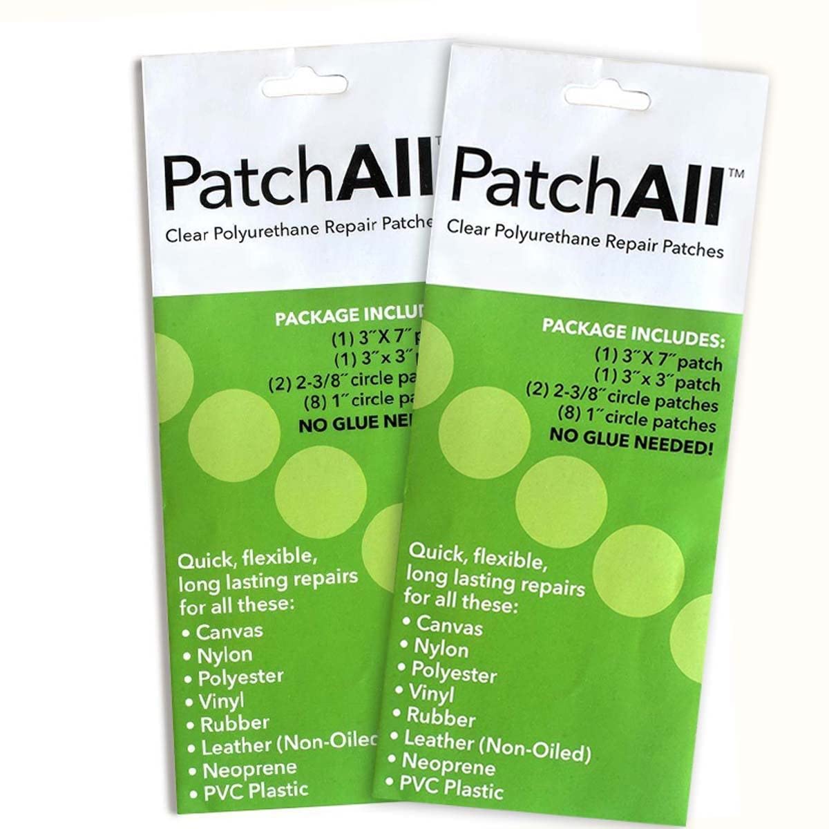 PatchAll Kit Clear Polyurethane Adhesive Vinyl Repair Patch Tape Kit, Waterproof, Airtight Patches for Canvas Tent, Boat Upholstery, Car Seat, Leather Furniture, Hole, Awning, and More, 2 Pack