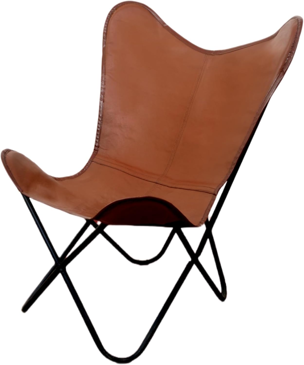 Leather Butterfly Chair Covers, Solid Leather Waterproof and Oilproof Stretch Dining Chair Protector Cover Slipcover Tan Color for Livingroom Chair Only Cover