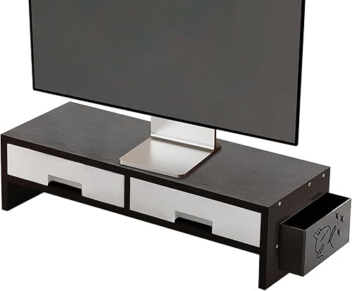 Miniatura 7 de Stand Riser - Ergonomic Double Drawer Desk Organizer for Monitors, Sturdy Computer Stand with Storage Space, Desktop Accessory for Family Home