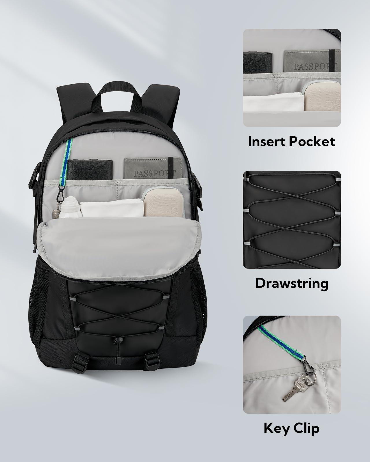 WATERFLY 25L Wanderrucksack Herren Damen: Sport Trekkingrucksack Leicht Rucksack Outdoor Daypack mit Abnehmbare Brustschnalle für Wandern Reisen Camping