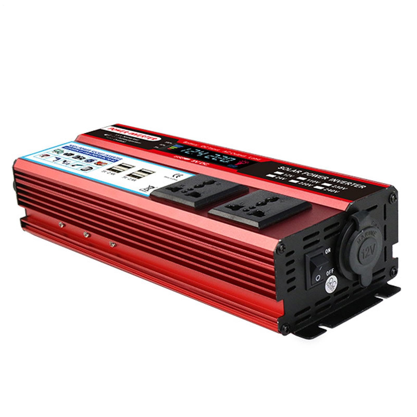 Falowniki o dużej mocy | Wielofunkcyjny falownik samochodowy o mocy pojazdu - AC 100V-120V/AC 220-240V 2000 W Falownik samochodowy z wentylatorem chłodzącym do komputerów