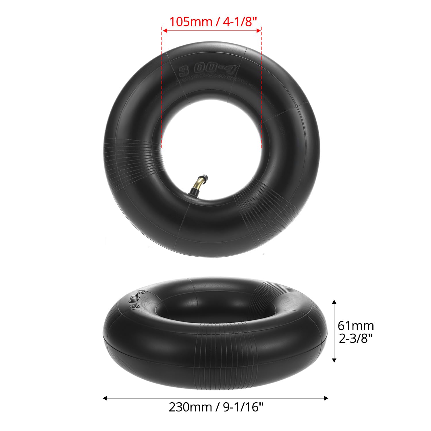 QWORK 2 Piezas cámara rueda carretilla 3.00-4 260x85 mm para carros scooters movilidad