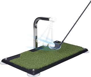 KNVEL Golf Swing Training Mat, Golf Hitting Aid Simulators, 360 Degree Rotation Automatic Ball Return, with Stongly Suction Cup, Height Adjustable, for Indoor/Outdoor Swing Practice