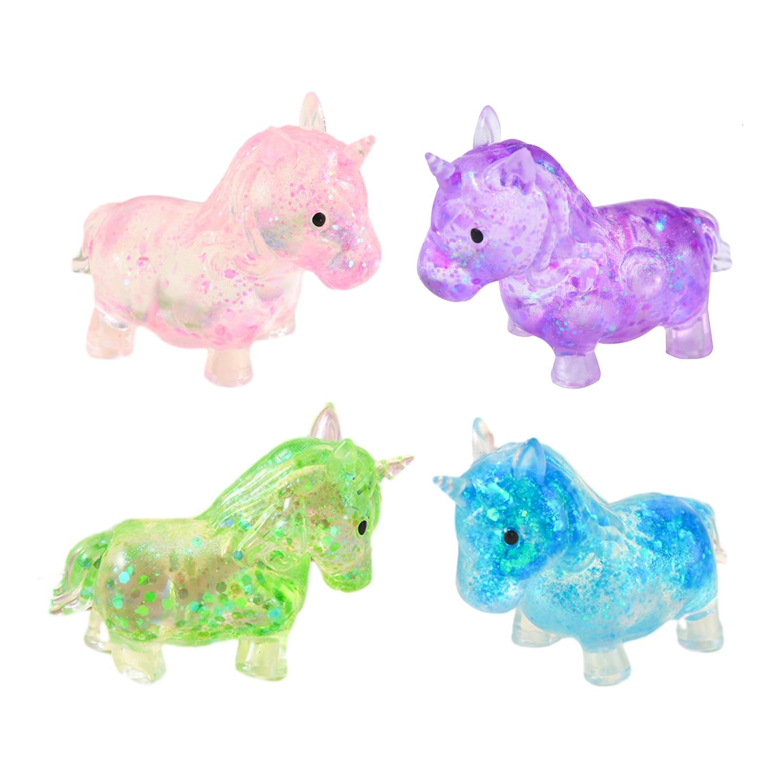 Mini Horse Squeeze Toy Stress Relief Clear Glitter Horse Stress Sugar Ball Sensory Toy Decompression Fidget Toy Party Favors