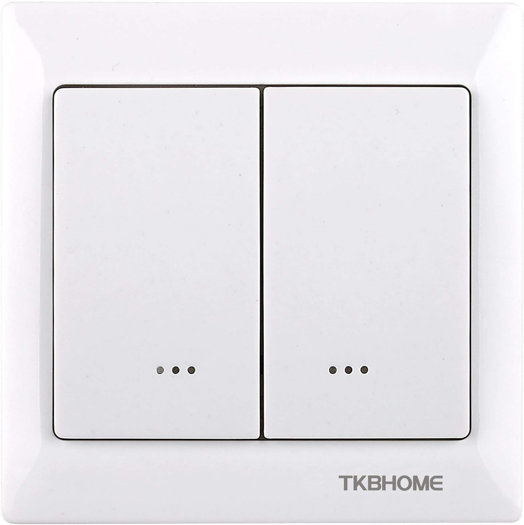 TKB Home TZ57 Plus Double Relay Wall Switch, Cornered Frame, White