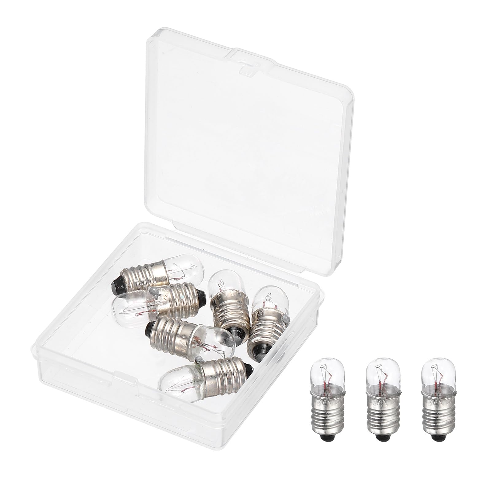 sourcing map 6 Pcs E10 Miniature Screw Base Light Bulbs, 24V 0.06A Mini Light Bulbs Flashlight Replacement Lamp 1.44W with Box for Home DIY Circuit Electrical Experiment, Warm Yellow Light