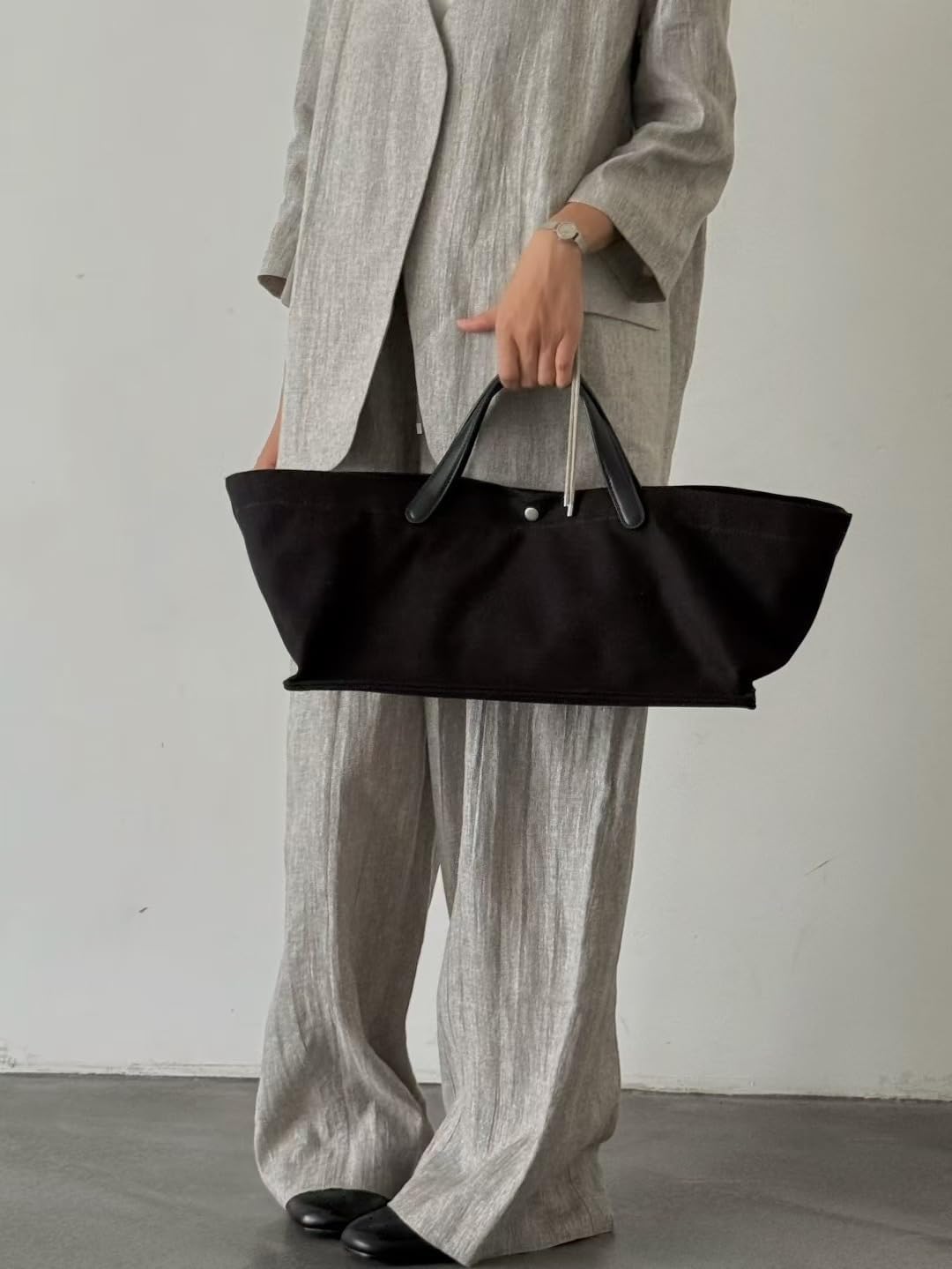 Women's Canvas Leather Totes Handbag Commuting Shoulder Crossbody Armpit Bag Leisure Versatile Casual Chic Stylish Clutch
