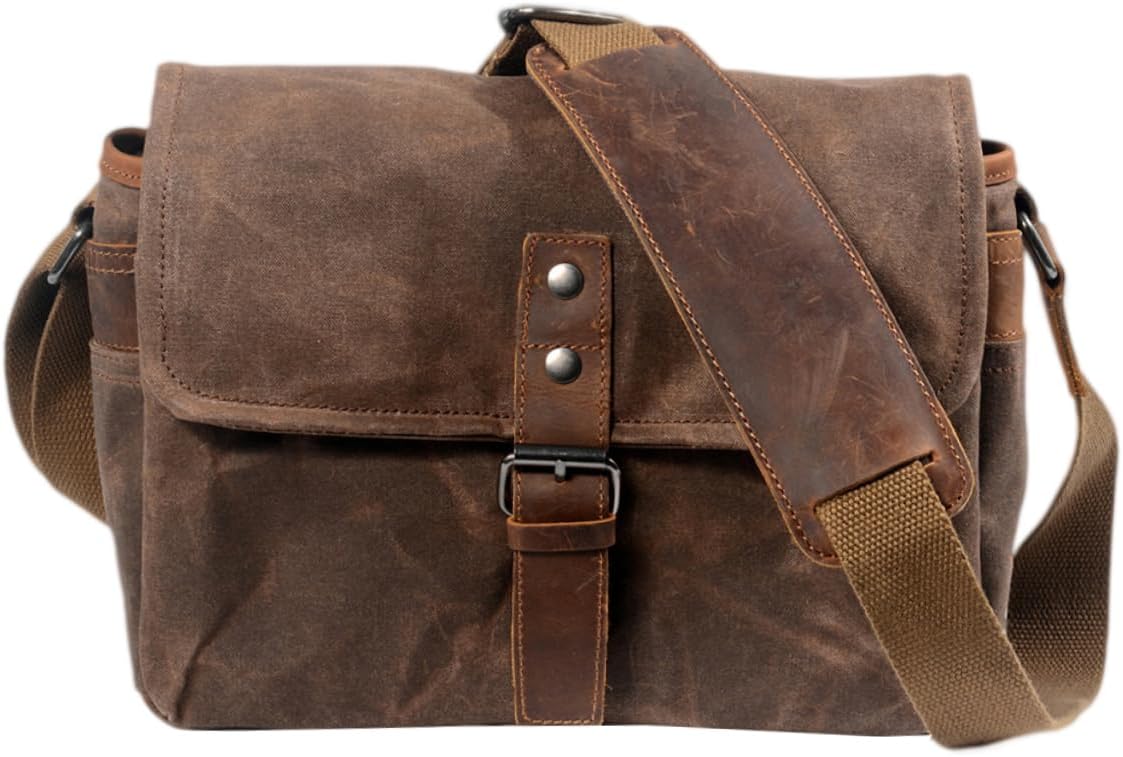 Professional Camera Bag Waterproof Canvas Oil Wax Single Shoulder Ideal for Casual Digital Storage Durable Outdoor Photography Case