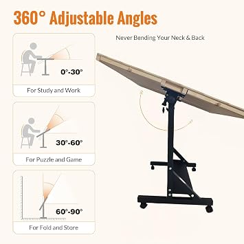 1500 Pieces Adjustable Tilting Puzzle Board, 35x27 Jigsaw Puzzle Table Rolling Desk Portable Jigsaw Table with Wheels & Storage for Adults and Children