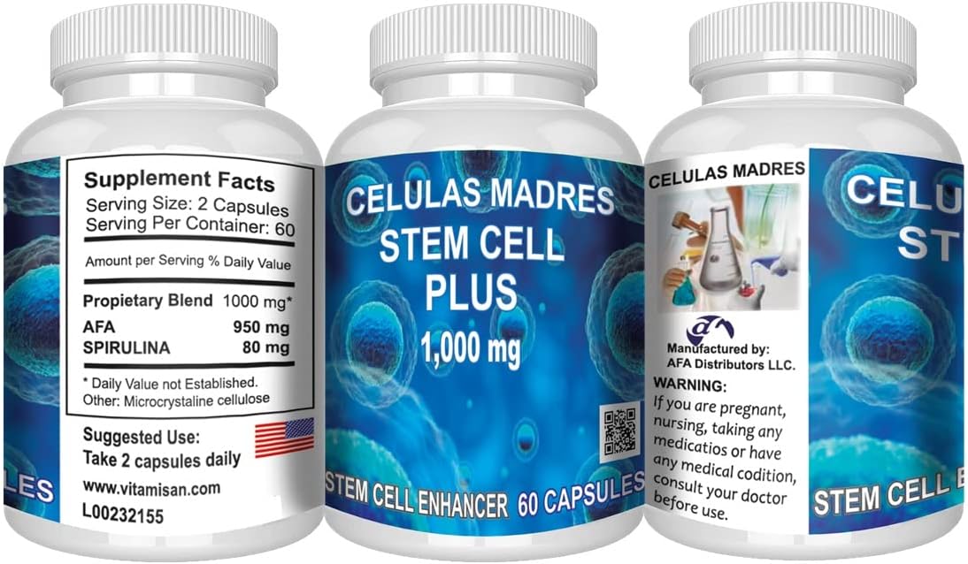 VITAMISAN 4 Celulas Madres Stemcells AFA Blue Green Algae Anti-Aging 240 Capsules - Image 8