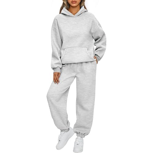 AUTOMET Womens 2 Piece Lounge Sweat Sets Fall Fashion Matching Sweatsuits | Oversized Hoodies,Kangaroo Pocket,Drop Shoulder,Side Pockets Sweatpants