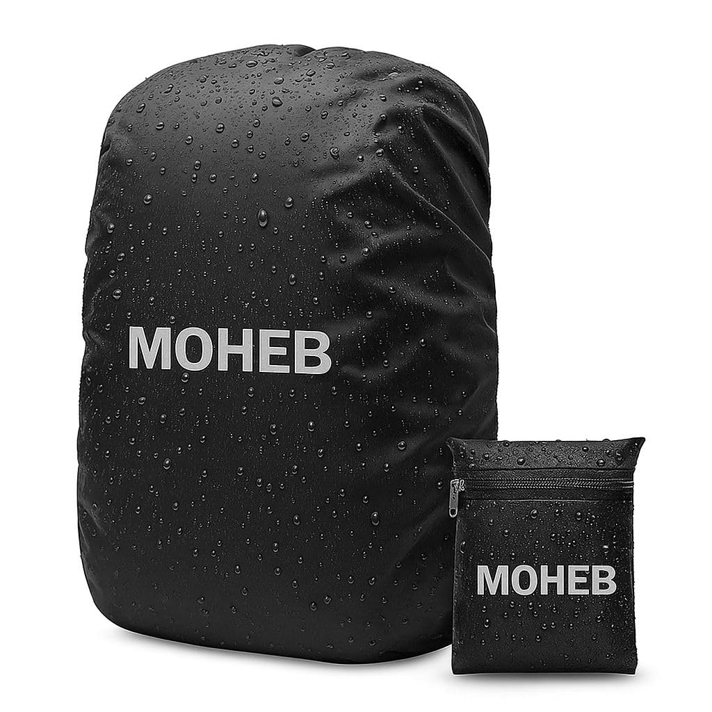 MOHEB Rain Backpack Cover for Travel Essentials Bag Cover Accessories Waterproof & Dustproof for All Bag Sizes | Black-image-41