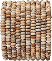 Vista 12 de Cuentas de Piedra de Disco de Yaxaita Natural 4x2mm (0.157x0.079 pulgadas) 160pcs Rondelle Cuentas Sueltas de Piedras Semipreciosas para Diseño