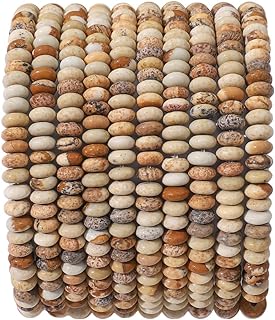 Natural Brown Picture Disk Stone Beads 4x2mm 160pcs Rondelle Loose Semi Gemstone Beads for Jewelry Making Design