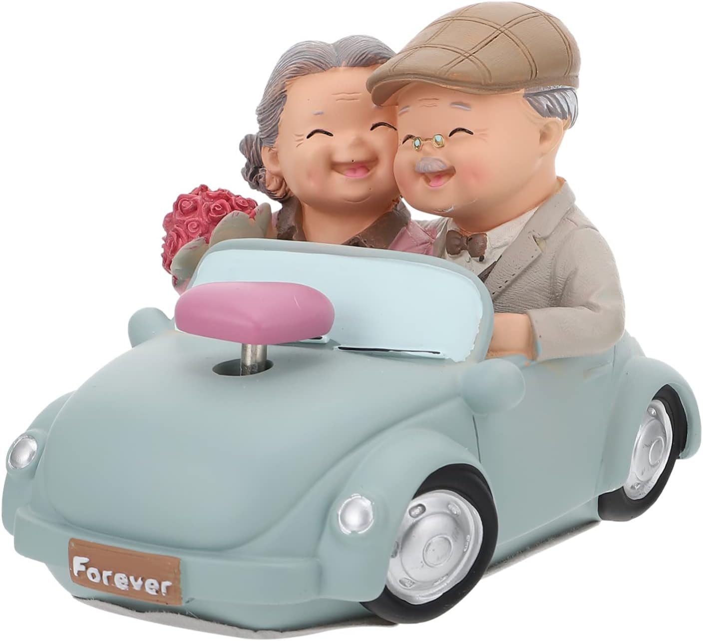 Ciieeo 1Pc Resin Elderly Couples Figurines Romantic Wedding Cake Topper Anniversary Decoration for Home Valentine Day Craftsmanship for Memorable Celebrations