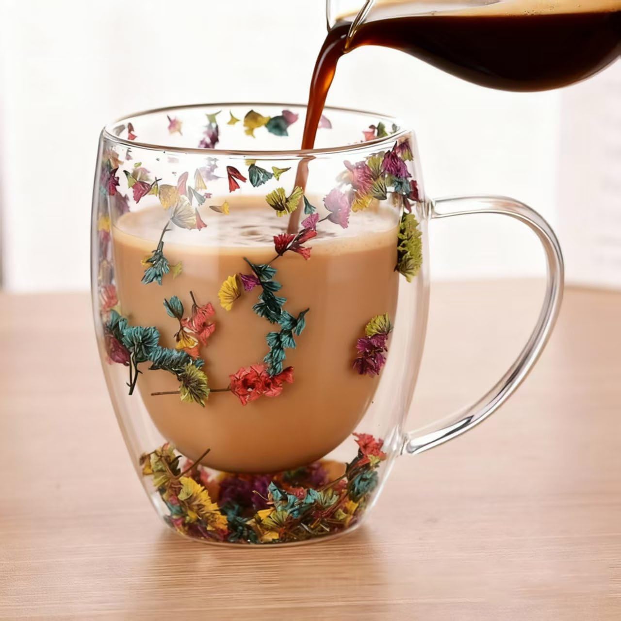 Gugou Double Wall Glass Coffee Mugs Set of 2, Hand Blown 12 OZ Clear Glass Coffee Cups, Insulated Tea Mug, Perfect for Espresso, Cappuccino, Latte, American,Tea Bag, Beverage (CUP2) - Image 3