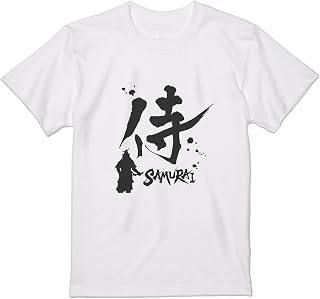 [igsticker] プリント Tシャツ メンズ L size サイズ クルーネック 白 ホワイト 000881 日本語・和柄 日本語 漢字 侍