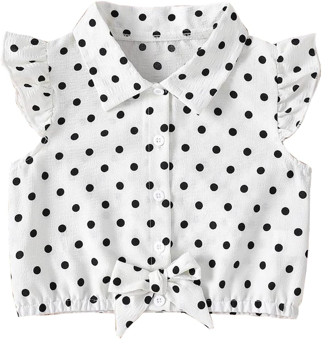 JULLY Girls Polka Dot Print Casual Wear Shirt (Black & White)