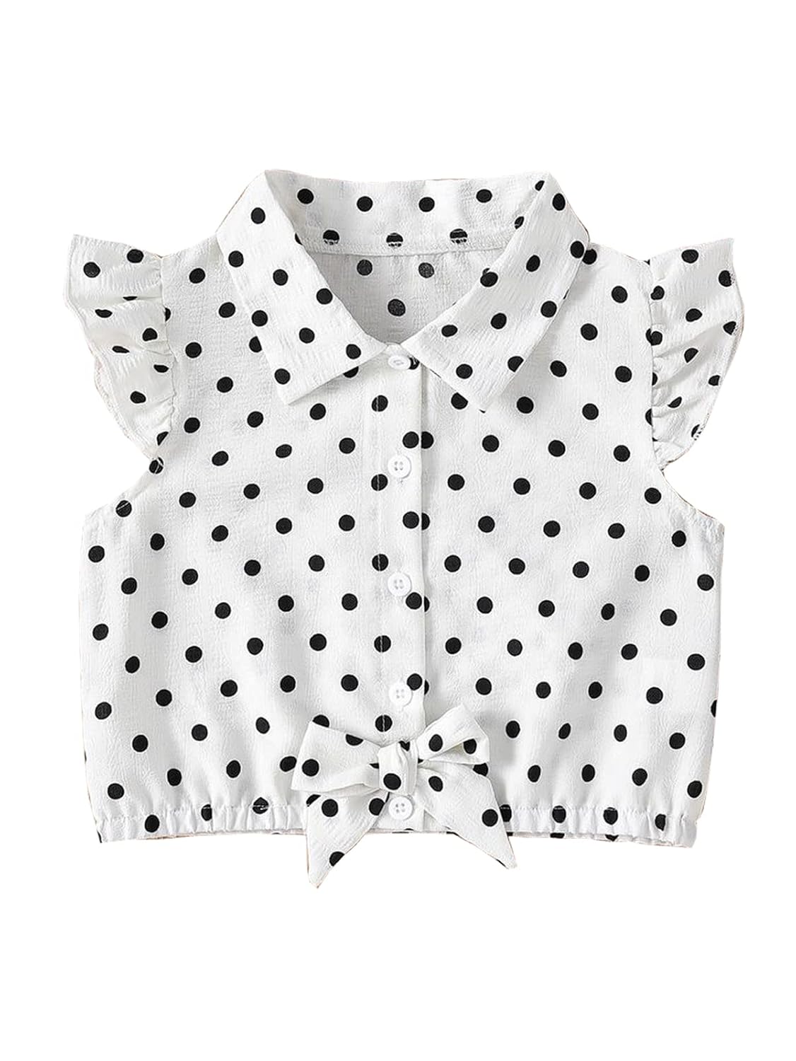 Polka Dot Print Girls Top Type Shirt (Black & White).. Polka Dot Print Girls Top Type Shirt (Black & White)..